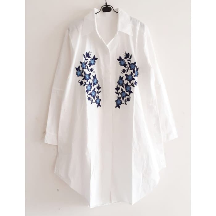 Baju Atasan Murah Cantik Tunik Wanita Muslimah Terlaris Read DD119 Bordir  Putih Xl | Shopee Indonesia