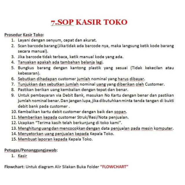 SOP MINIMARKET FLOWCHART JOBDESC PANDUAN STANDARDISASI TOKO | Shopee  Indonesia