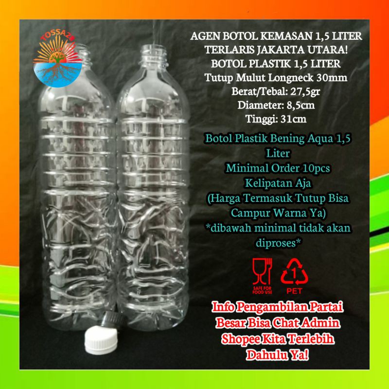 Botol Plastik 1,5 Liter 1500ml / Botol Aqua 1,5 Liter 1500ml | Shopee  Indonesia