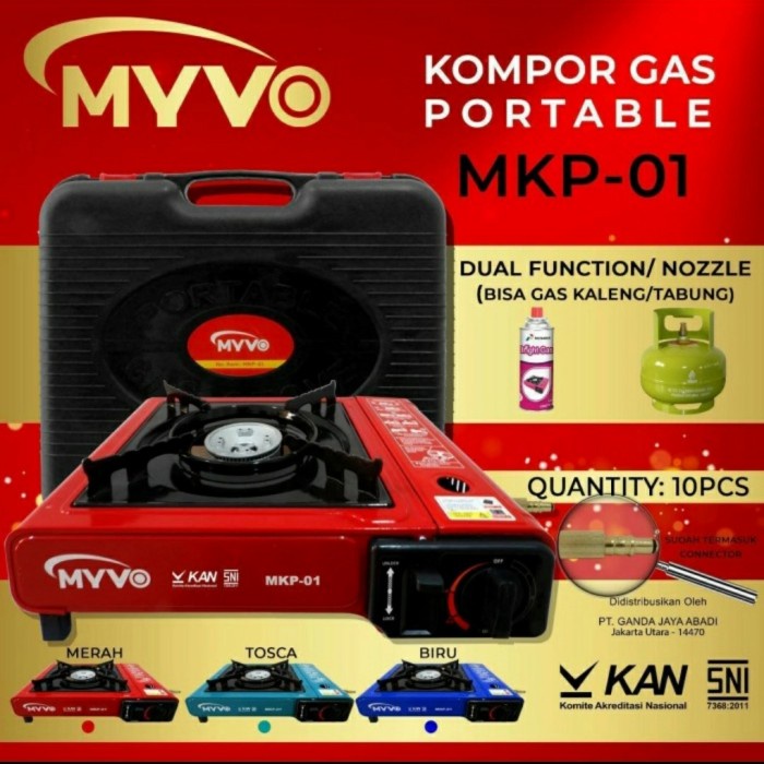 KOMPOR GAS PORTABLE MYVO 2 IN 1 - GAS ELPIJI DAN GAS KALENG - SNI BS209  PERLENGKAPAN RUMAH DAPUR | Shopee Indonesia