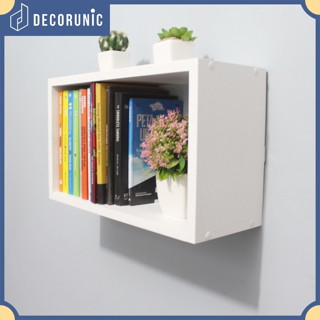 Decorunic Rak Buku Kotak Tempel Dinding ukuran 40 cm | Shopee Indonesia