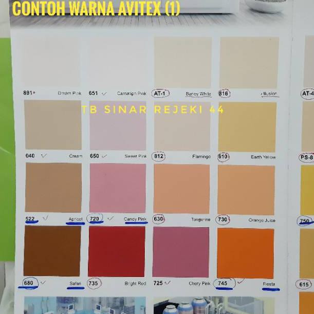 KODE 699 AVITEX Galon 5 KG Cat Tembok interior Plafon Dinding 5KG WARNA  LENGKAP Siap Kirim | Shopee Indonesia