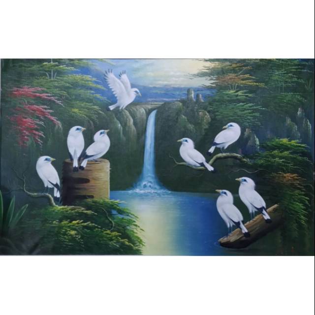 Jual Lukisan Burung Jalak Putih | Lukisan Bali | Lukisan Indah Indonesia|Shopee Indonesia 640_X_640_jpg