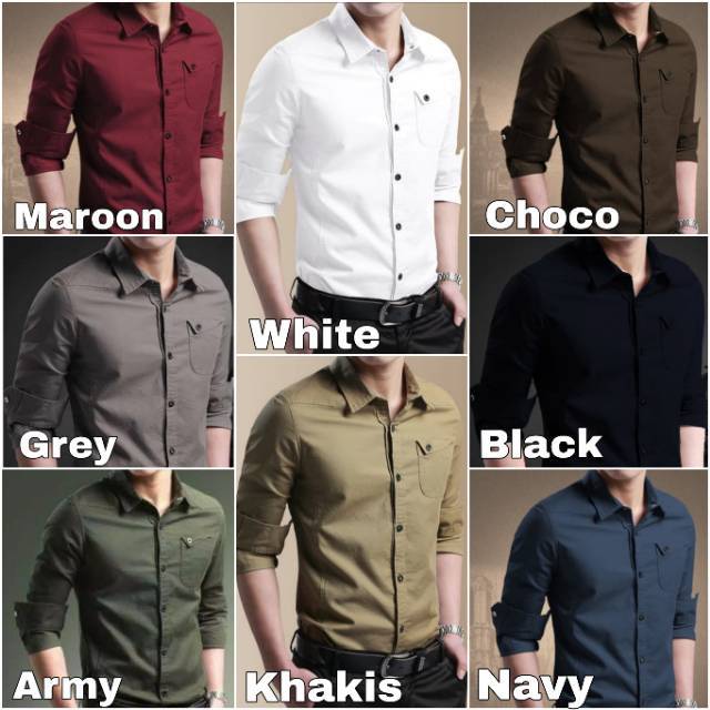 Jual Pakaian kemeja pria | Kemeja kerja pria | Baju cowok kantor | Hem  lengan panjang polos murah Indonesia|Shopee Indonesia