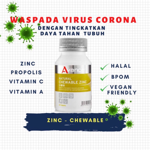 Jual VITAMIN ZINC AVANCE CHEWABLE DAYA TAHAN TUBUH PROPOLIS ANTIVIRUS  PENYAKIT KESEHATAN PROPOLIS OBAT Indonesia|Shopee Indonesia
