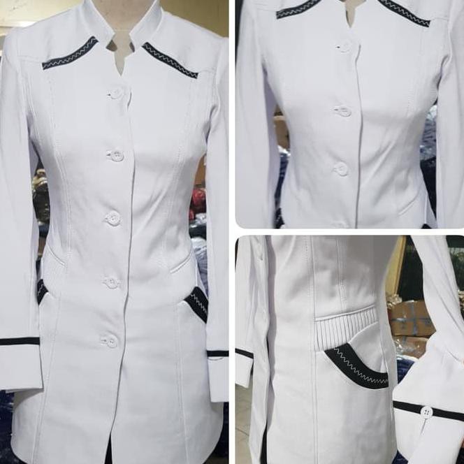 Jual pek2 baju atasan blazer seragam putih pns wanita kerja guru perawat  jumbo crvs Indonesia|Shopee Indonesia