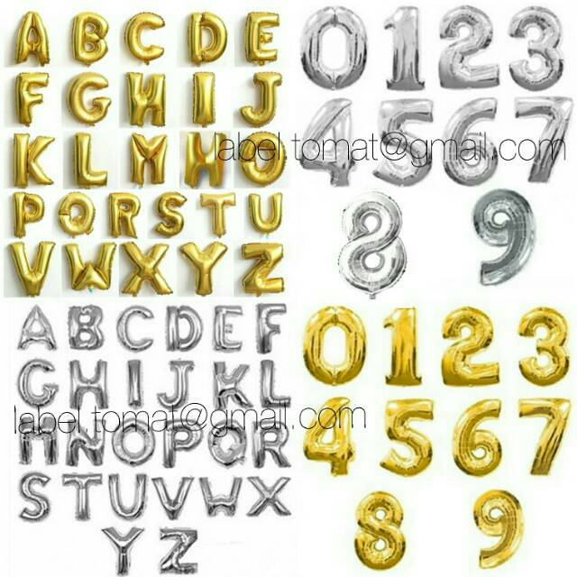 Balon Nama , Huruf dan Angka Foil Emas / Gold Silver / Perak Ultah / Ulang  Tahun | Shopee Indonesia
