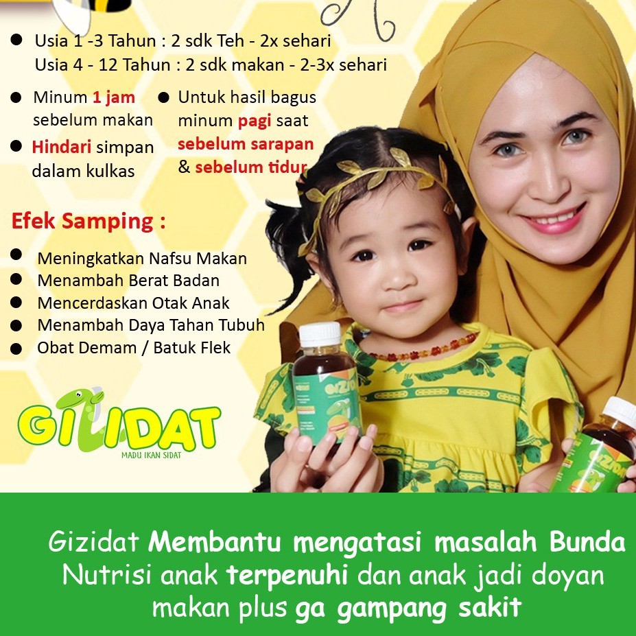 GIZIDAT Original - Vitamin Penambah Nafsu Makan Anak - Madu Penggemuk Berat  Badan Bayi Gemuk Sehat | Shopee Indonesia