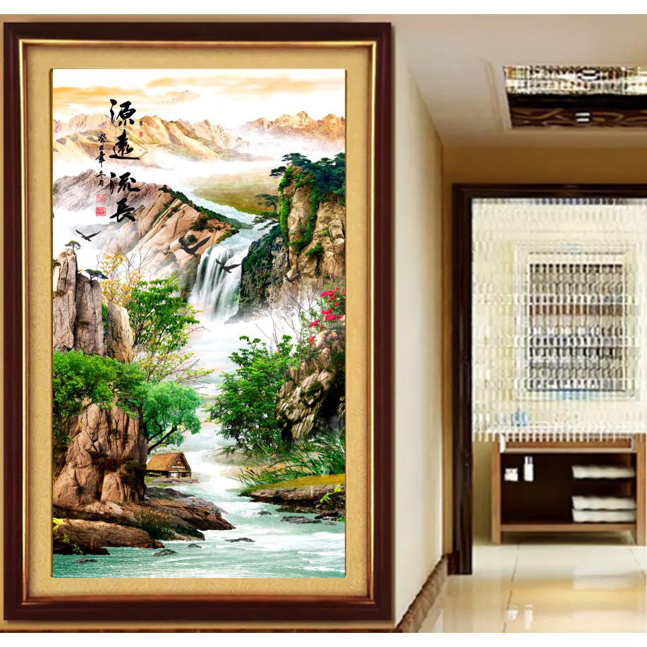 Jual Lukisan Alam Pemandangan Air Terjun Nuansa China [Kode:c50] Indonesia|Shopee Indonesia 917_X_917_jpg