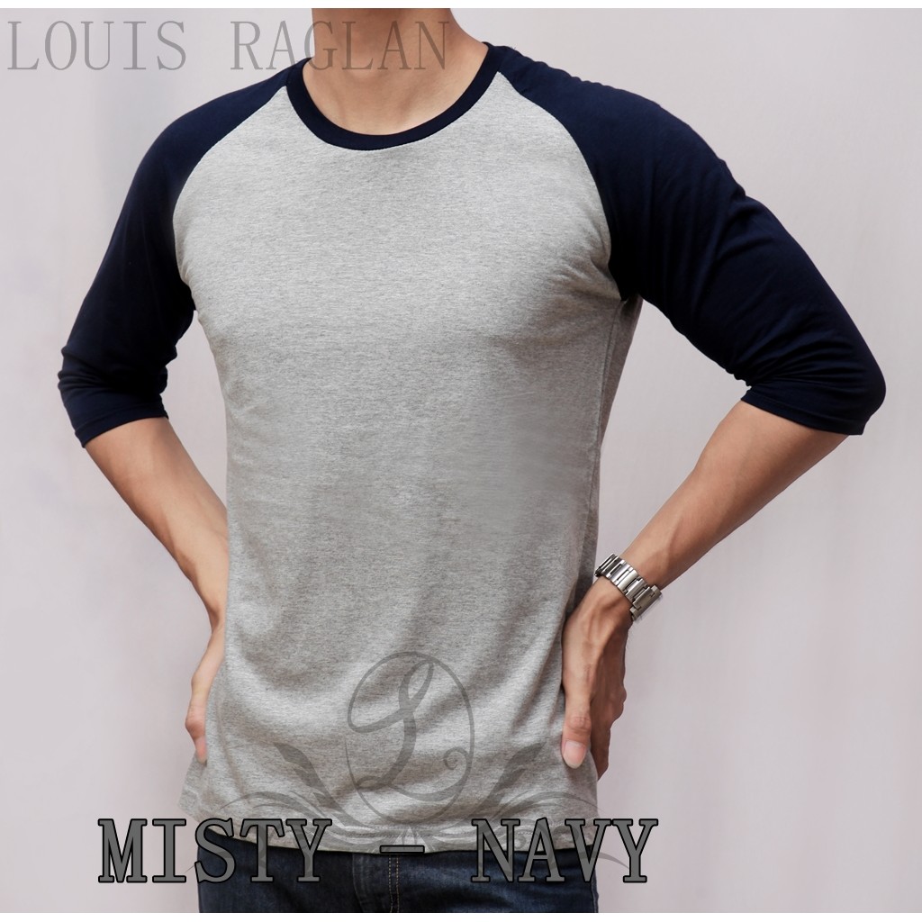 Jual Baju Kaos Raglan Shirt Polos Lengan 3/4 Siku Abu Misty - Navy Biru  Dongker Indonesia|Shopee Indonesia