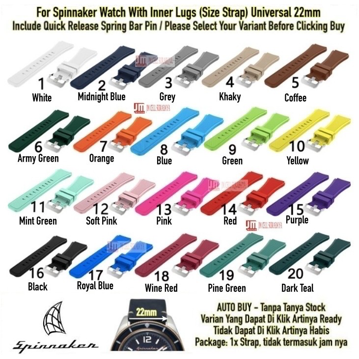 Tali Jam 22mm Watch Strap Spinnaker Quick Release - Rubber SIlikon | Shopee  Indonesia