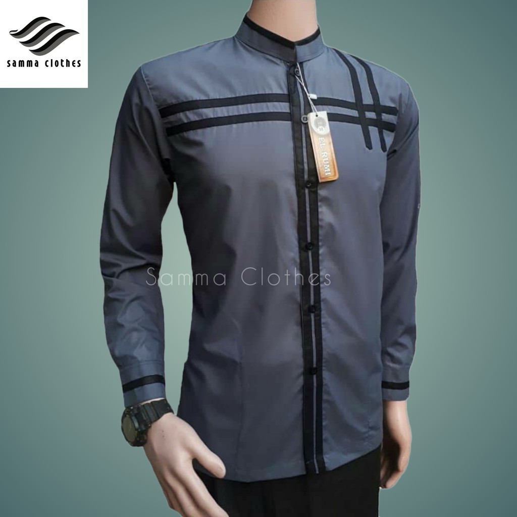 Jual Baju Koko warna abu abu motif pagarkoko seragam hadroh baju hadroh baju  gus azmi baju koko gus azmi Indonesia|Shopee Indonesia
