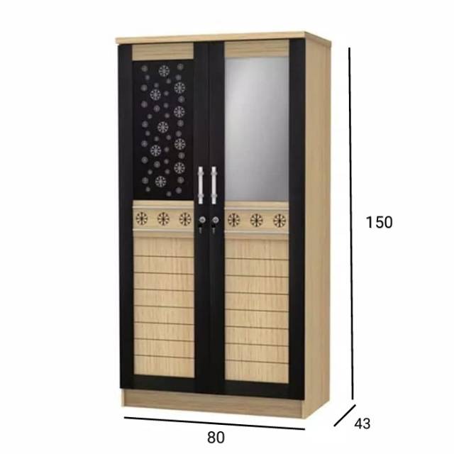 Lemari Pakaian 2 Pintu Cermin Tinggi 150 Cm BLB | Shopee Indonesia