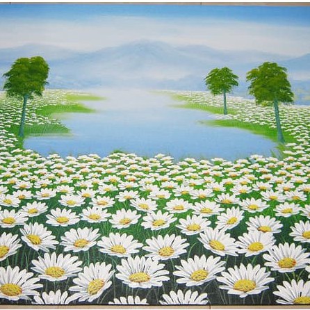 Jual Lukisan Bunga Dan Pemandangan Yang Sangat Indah Di Tepi Danau Indonesia|Shopee Indonesia 446_X_446_jpg