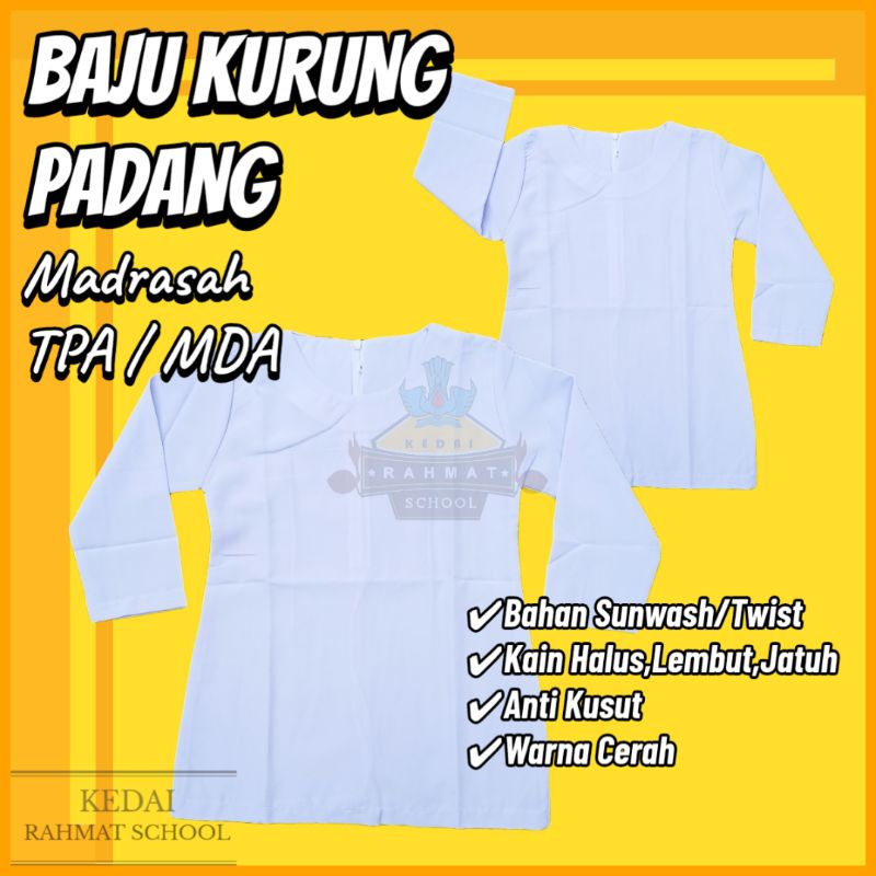 Jual COD Seragam Sekolah Baju Kurung Padang SD SMP SMA Bahan Sunwash Licin  Twist TPA MDA Putri Indonesia|Shopee Indonesia