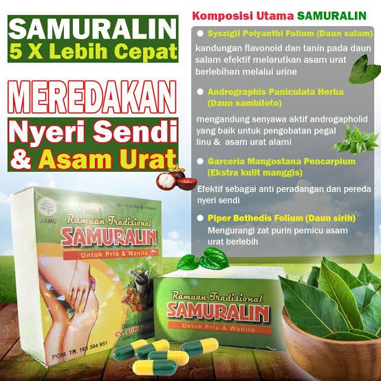 Jual SAMURALIN OBAT HERBAL ASAM URAT / SAKIT PINGGANG KESEMUTAN / PEGEL  LINU SENDI ENCOK TERDAFTAR BPOM Indonesia|Shopee Indonesia