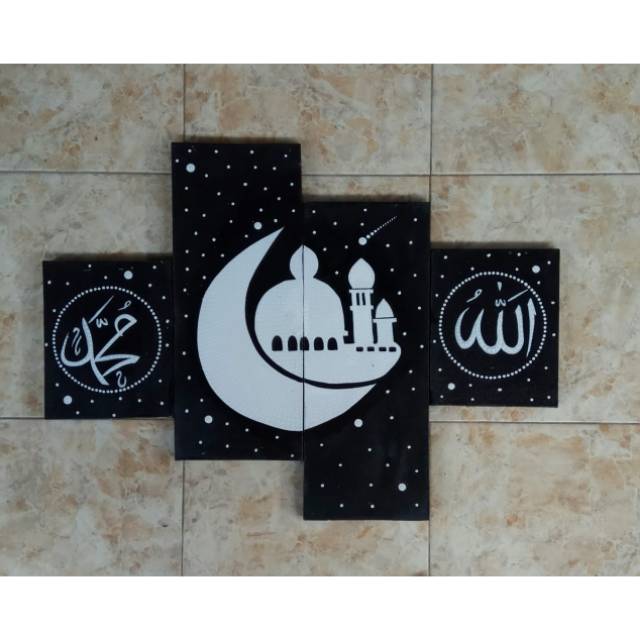 Jual Lukisan Kaligrafi Masjid Hitam Putih 03 Indonesia|Shopee Indonesia 640_X_640_jpg