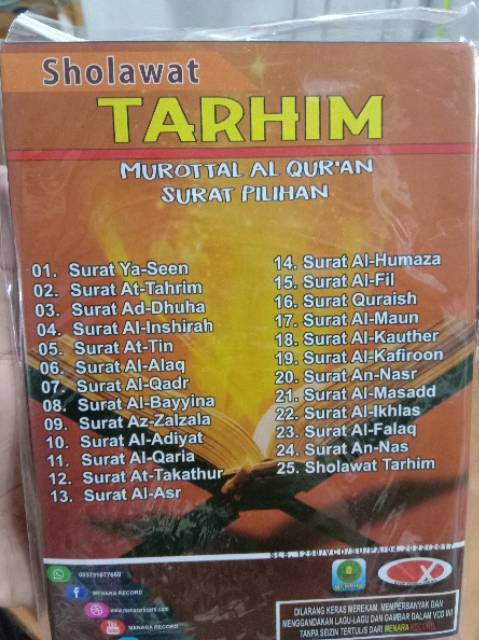 VCD ORIGINAL SHOLAWAT TARHIM MUROTTAL AL QUR&rsquo;AN SURAT PILIHAN | Shopee  Indonesia