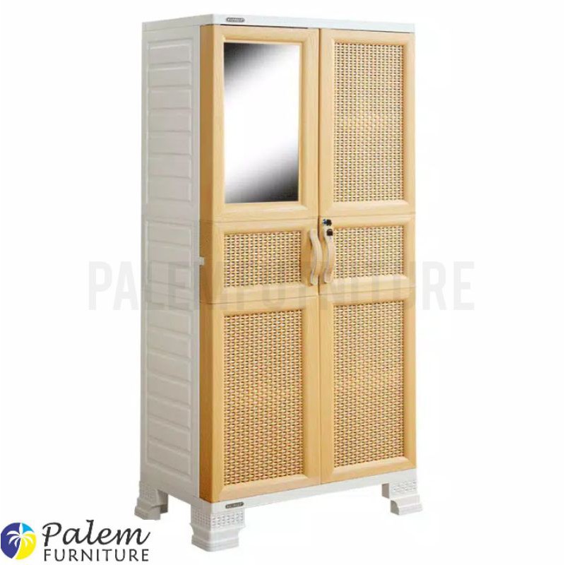 Napolly Lemari Pakaian Plastik 2 Pintu Jumbo Gantung Kaca Laci | Shopee  Indonesia