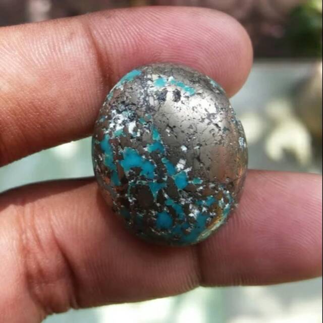 Jual Batu Pirus Persia Badar Perak Natural Turqoise Batu Turquoise dim  26x22x10 Indonesia|Shopee Indonesia