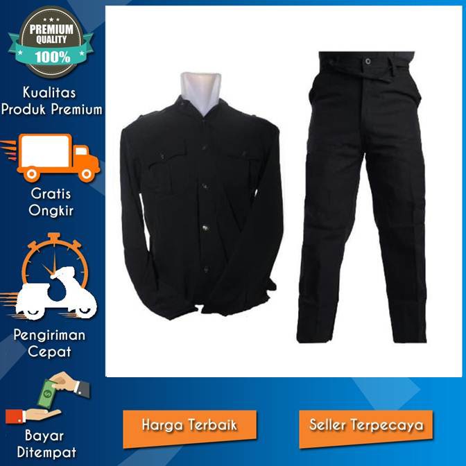 Jual ORIGINAL! SERAGAM PDLPDH SAFARI LENGAN PANJANG HITAM BAJU SERAGAM  SAFARI SECURITY SATPAM KEAMANAN Indonesia|Shopee Indonesia