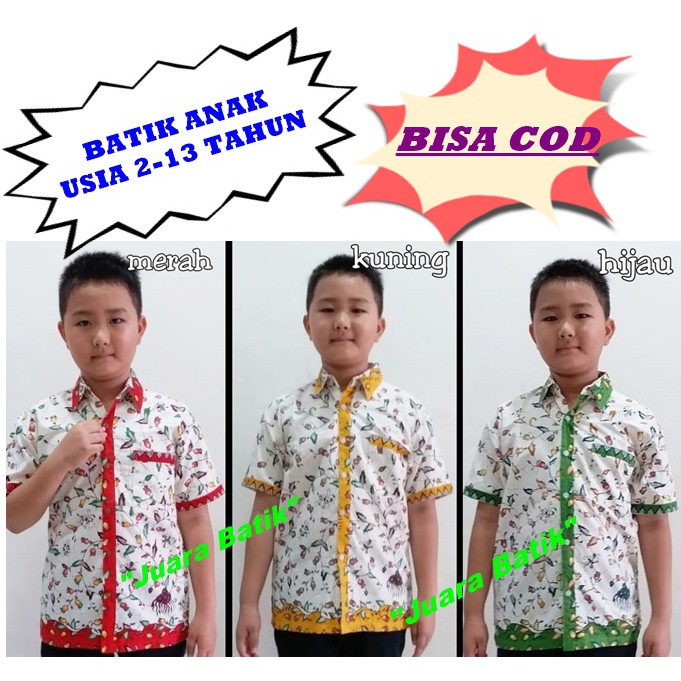 Jual Kemeja Batik Anak &ldquo;SL5&rdquo; umur 2-13 Tahun/Baju Anak/Seragam Batik Anak/ Batik Remaja BISA COD Indonesia|Shopee Indonesia