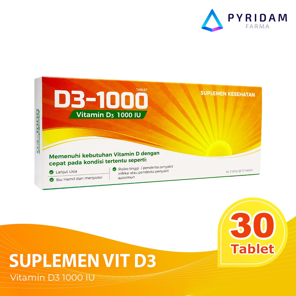 D3-1000 Suplemen Vitamin D3 - 30 Tablet | Shopee Indonesia