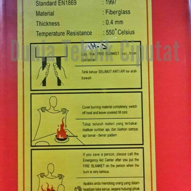 Jual SELIMUT API FIRE BLANKET ANTI API 1,2X 1.2meter Indonesia|Shopee  Indonesia