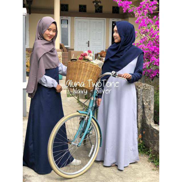 Gamis Aluna Crepe Two Tone - Simply of Aegea (SAE) | Shopee Indonesia
