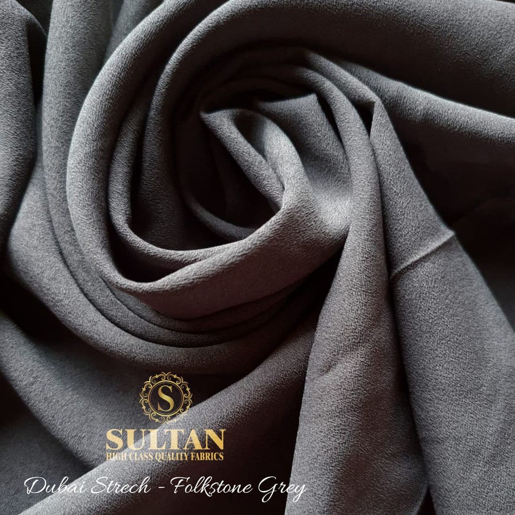 Jual Kain gamis kain abaya merk Sultan Dubai Stretch warna abu tua  folkstone grey Indonesia|Shopee Indonesia