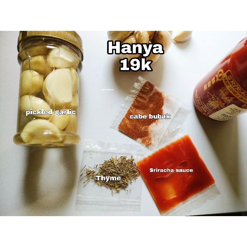 Jual [PO] ACAR BAWANG PUTIH + SRIRACHA + THYME + CHILI POWDER  Indonesia|Shopee Indonesia