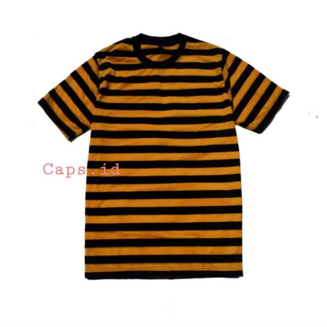 KAOS STRIPE SALUR GARIS BELANG BIG HITAM KUNING COTTON 30S PREMIUM | Shopee  Indonesia