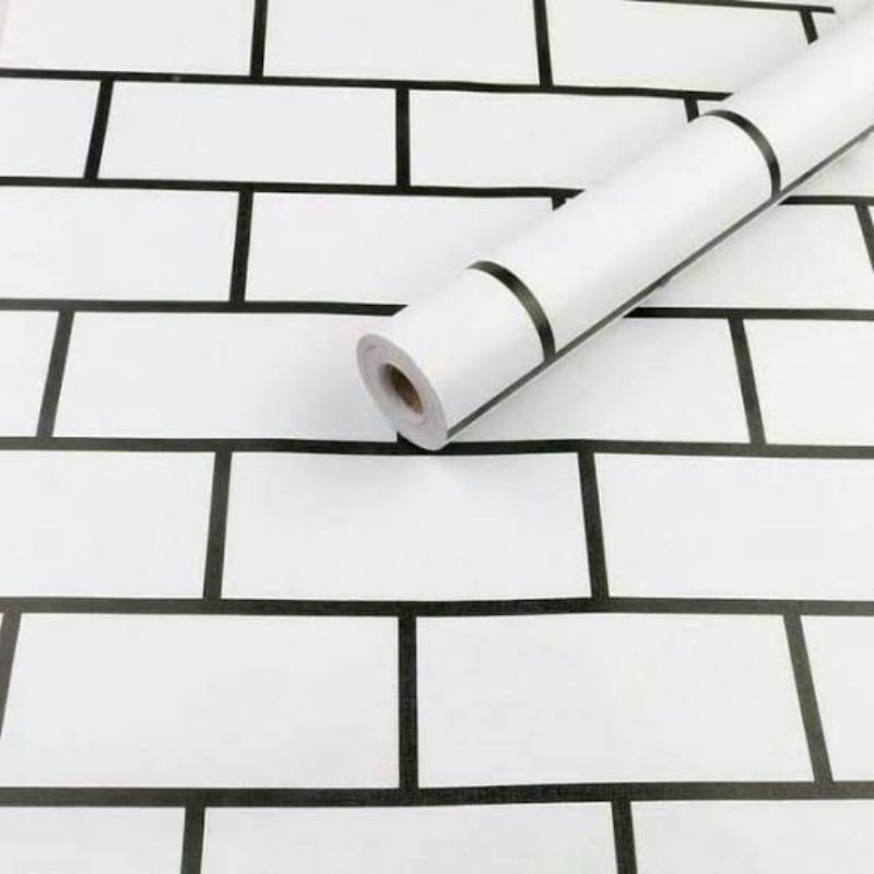 Jual Wallpaper Dinding Motif Batu Bata Putih List Hitam Simple Indonesia|Shopee Indonesia 800_x_800_jpg