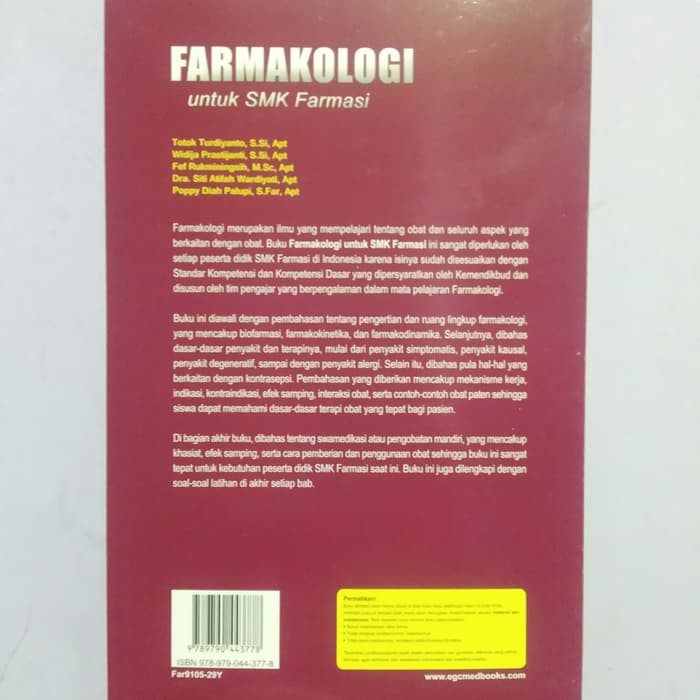 FARMAKOLOGI untuk SMK Farmasi Totok Turdiyanto Apt dkk | Shopee Indonesia