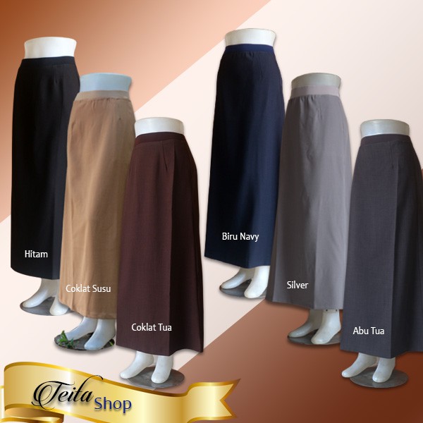 Rok Kerja Panjang, Rok Kerja Wanita Pinggang Karet Model A-line Muslimah  Syar&rsquo;i Formal Kuliah | Shopee Indonesia