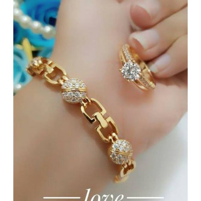 Set gelang + cincin xuping cantik | Shopee Indonesia