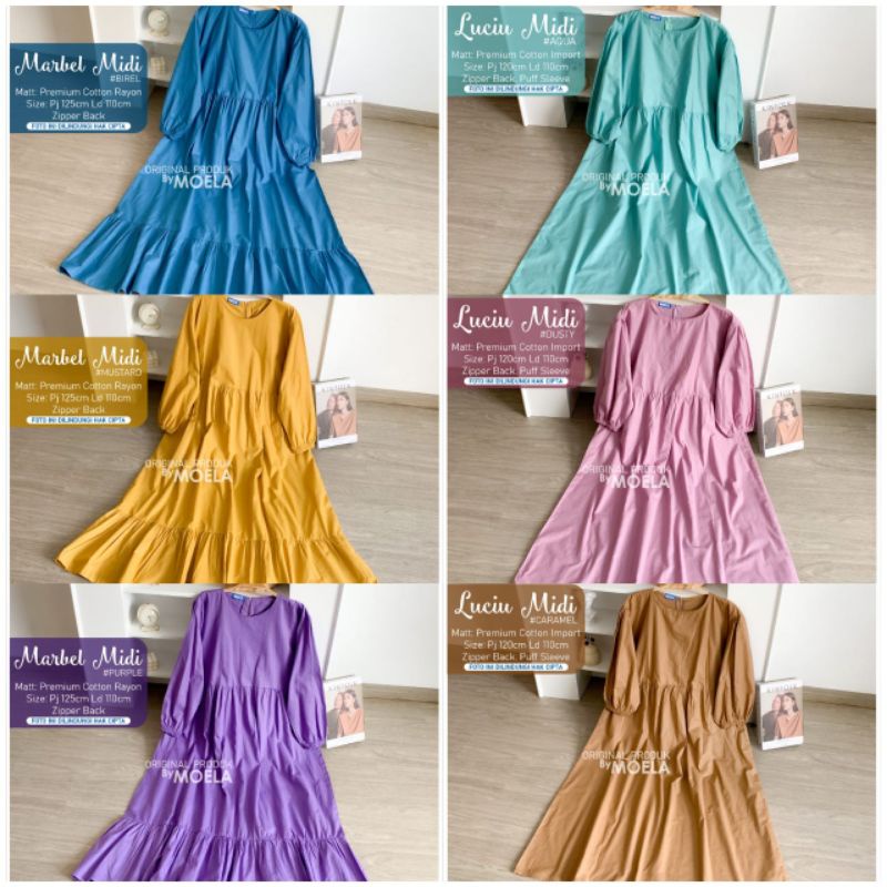 dress midi POLOS all motif MARBEL SABRINA LUCIU SUPLIS PINES TILCA dress  original by MOELA | Shopee Indonesia