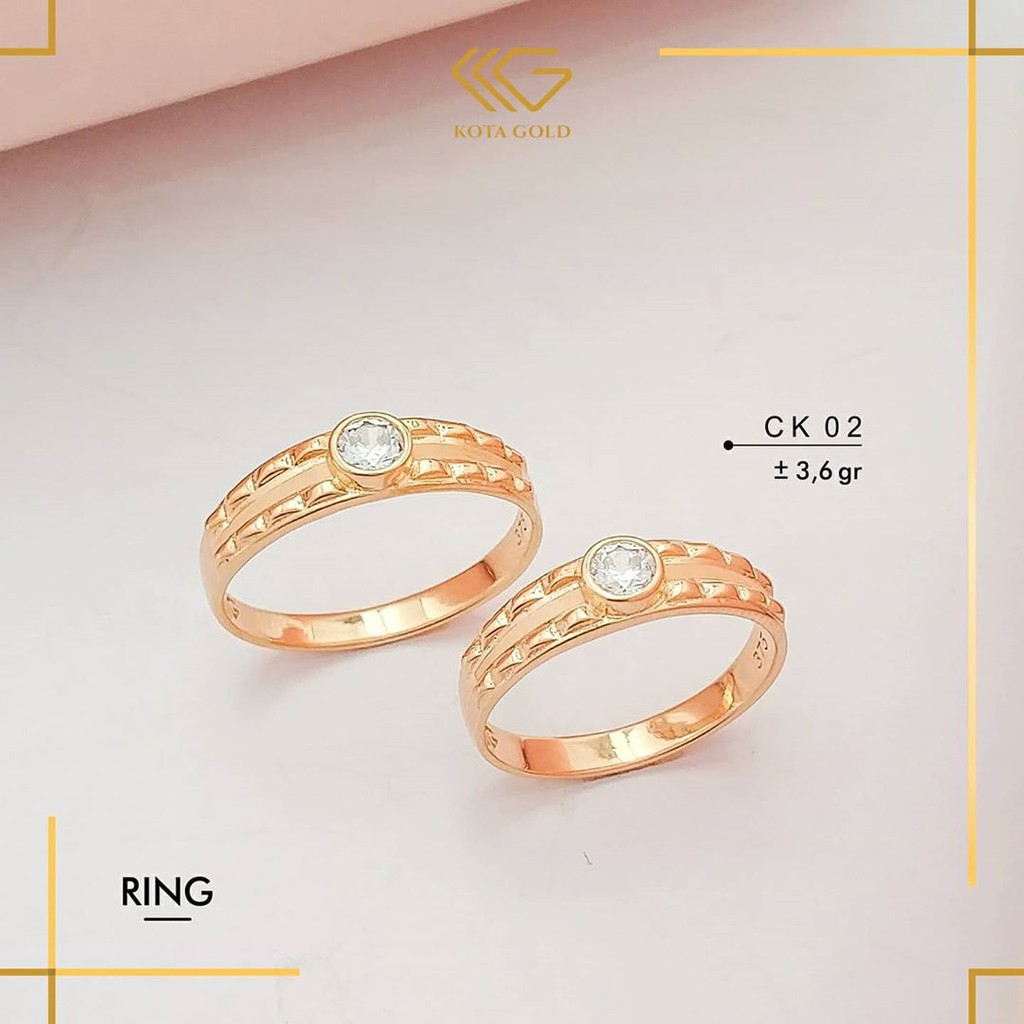 CINCIN KAWIN EMAS ASLI SATU PASANG KADAR 375 CINCIN NIKAH KOMBINASI MATA  WEDDING WR 02 | Shopee Indonesia