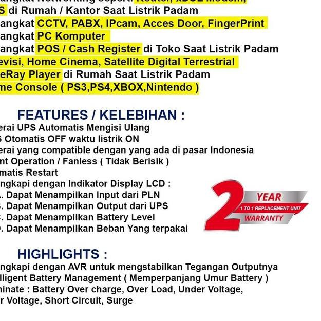 ╪! UPS Riello 1000 VA / 600 Watt, 2 Tahun Garansi ( Unit UPS+Battery ) ✭ |  Shopee Indonesia