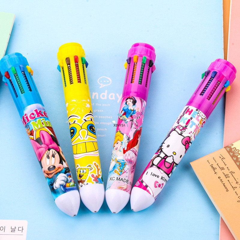 Pulpen Animasi Kartun 10-warna Ballpoint Alat Tulis Pelajar Hadiah | Shopee  Indonesia