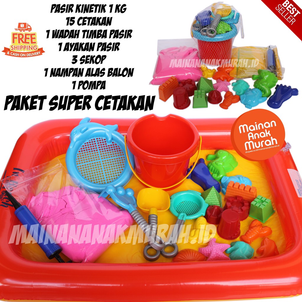 Paket Mainan Pasir Ajaib Kinetik Cetakan Super Banyak 1 Kg / Mainan Edukasi  Play Sand | Shopee Indonesia