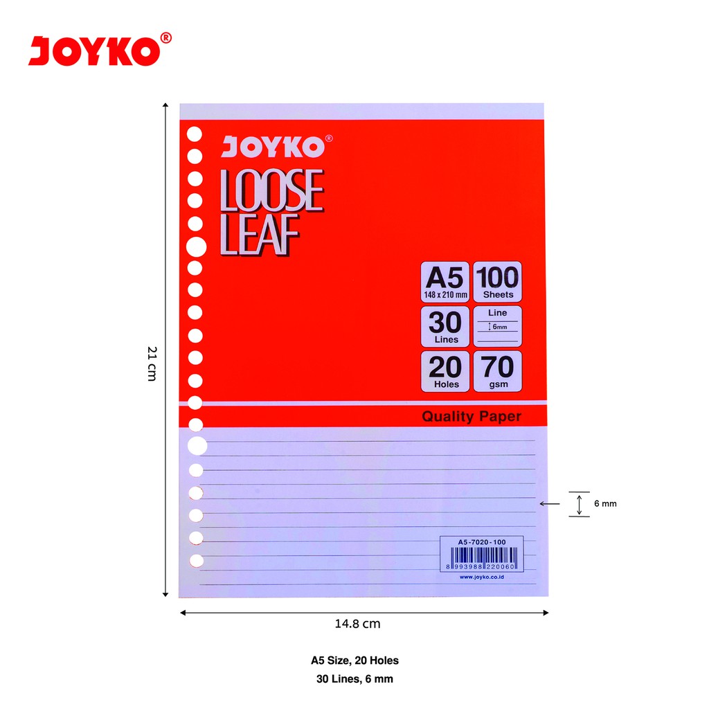 Loose Leaf Isi Kertas File Binder Joyko A5-7020 100 Lembar | Shopee  Indonesia