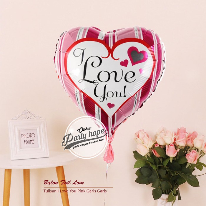 PH.57 balon foil hati i love you 2 / balon hati pink motif / balon | Shopee  Indonesia