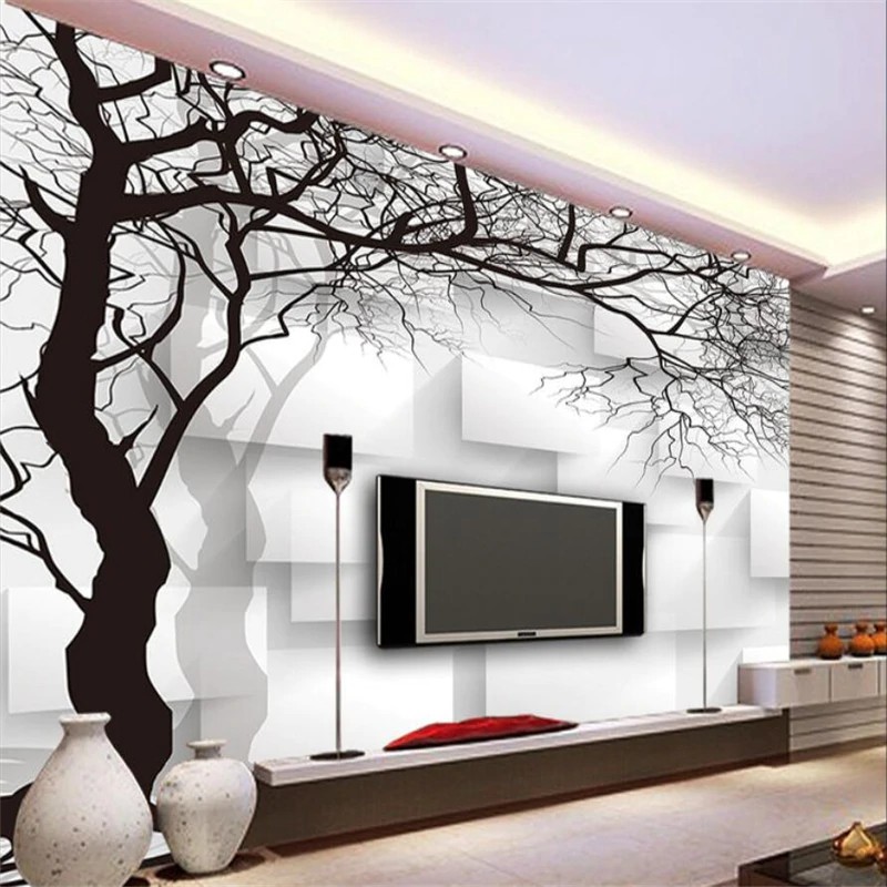 Jual Wallpaper Kustom Mural Dinding Tangan Dicat Hitam Dan Putih 3D Abstrak Pohon Box Tv Sofa Latar Indonesia|Shopee Indonesia 800_X_800_jpg