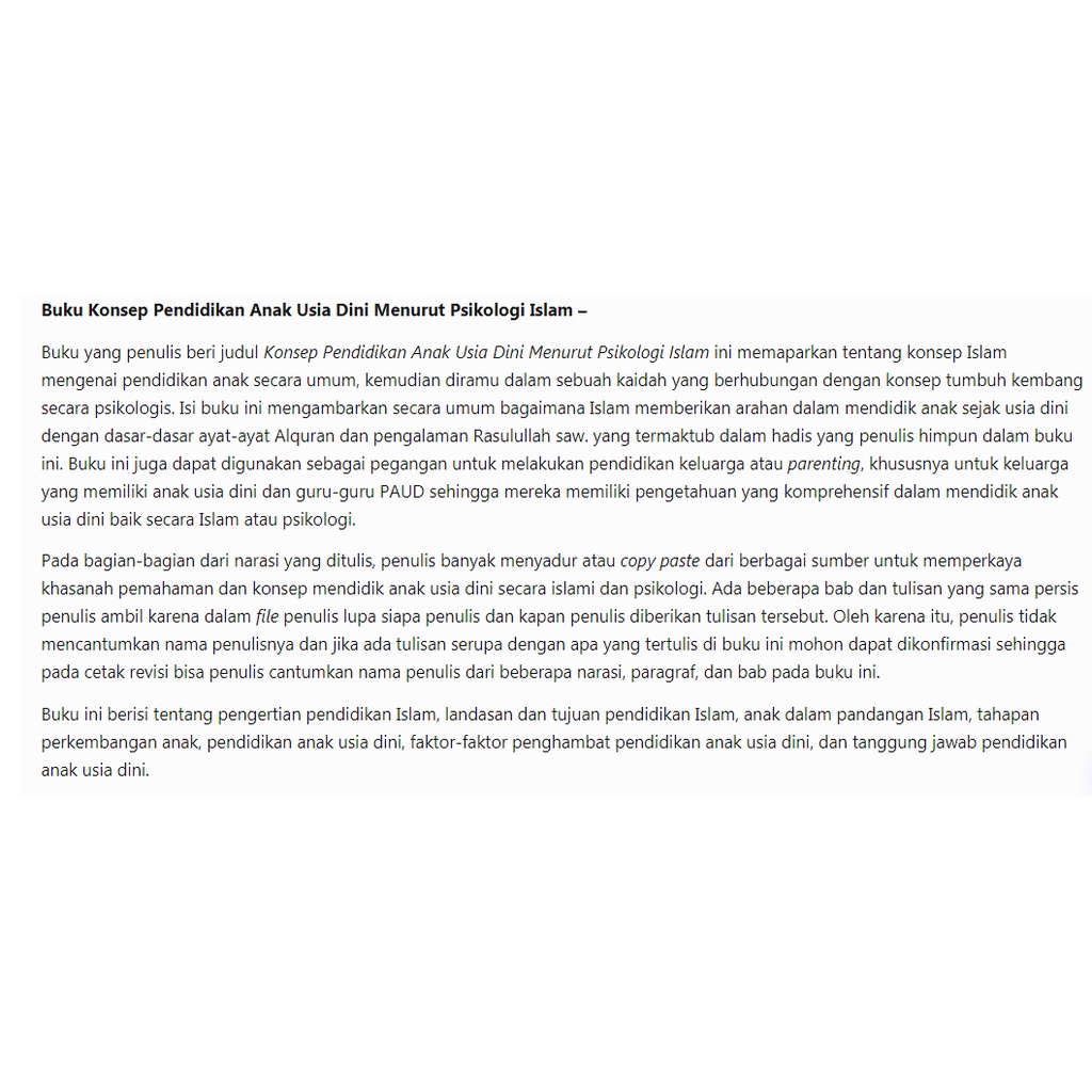Konsep Pendidikan Anak Usia Dini Menurut Psikologi Islam - Buku Original |  Shopee Indonesia