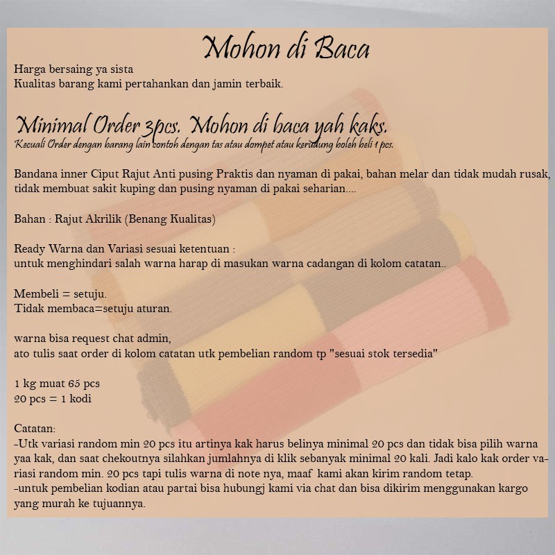 Ciput rajut 2 warna Stripe anti pusing bandana ombre grosir termurah 2 in 1  bolak balik | Shopee Indonesia