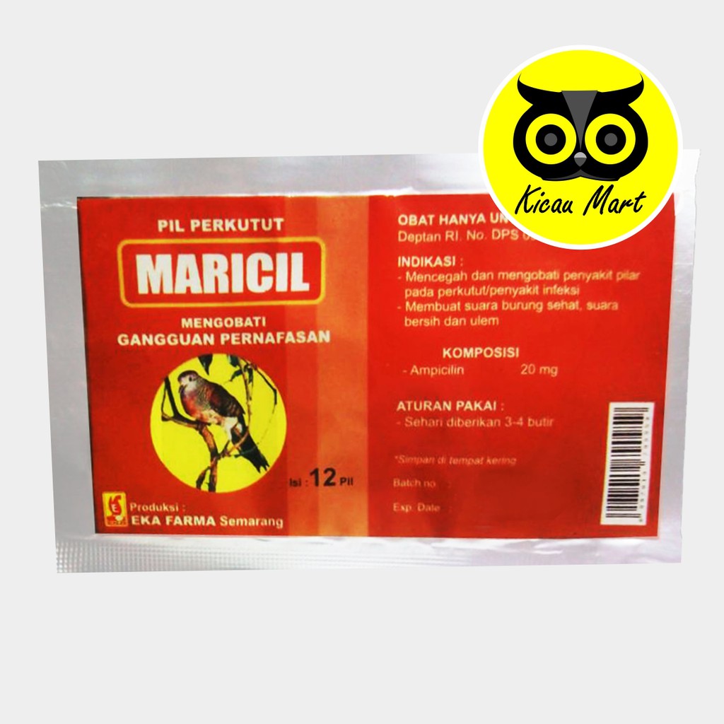 Jual OBAT BURUNG PERKUTUT PIL MARICIL EKA FARMA SAKIT PILAR INFEKSI  PERNAFASAN SERAK SESAK NAFAS OBMAREF Indonesia|Shopee Indonesia