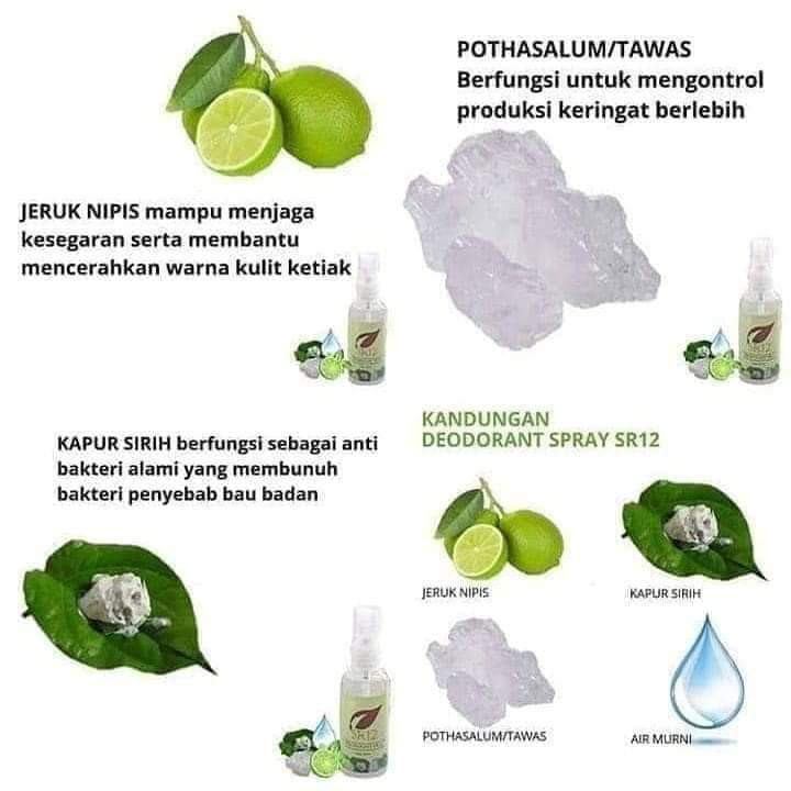 DEODORANT SPRAY SR12 - Deodoran Penghilang Bau Badan &amp; Pencerah Ketiak |  Shopee Indonesia