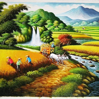 Jual Lukisan Panen Padi / Pemandangan / Sawah Ukuran 135 X 85 Cm Indonesia|Shopee Indonesia 320_X_320_jpg