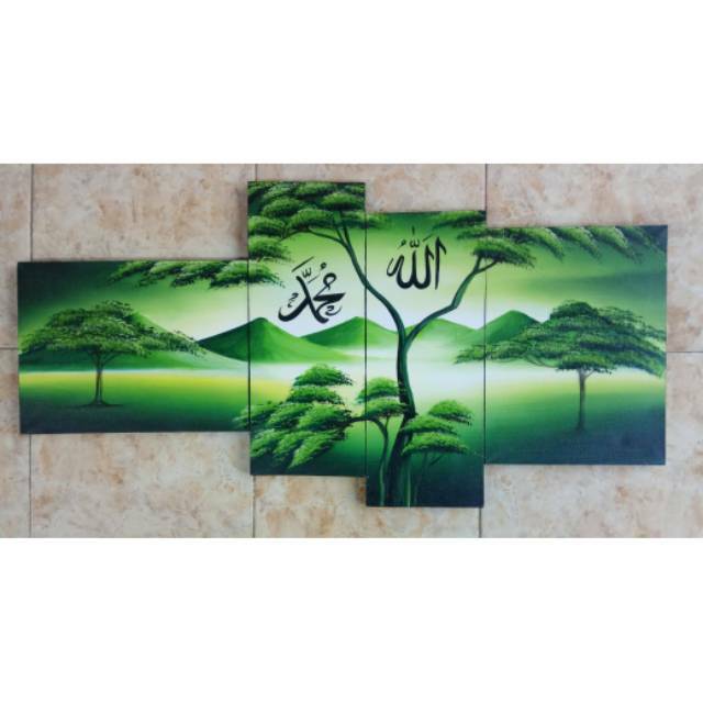 Jual Lukisan Kaligrafi - Pemandangan Alam Hijau Besar Indonesia|Shopee Indonesia 640_X_640_jpg